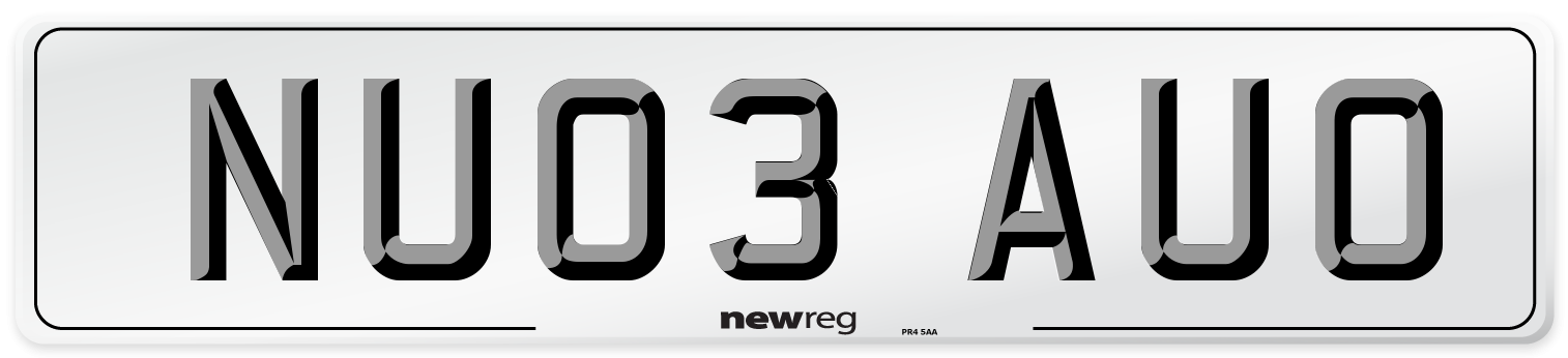 NU03 AUO Number Plate from New Reg